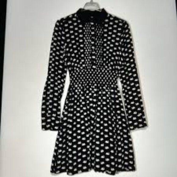 Kate Spade Swan Print Silk Blend Shirtdress Size S - Picture 1 of 7